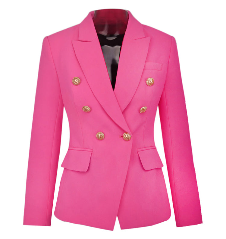Gold button pink blazer