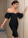 Strapless Waterfall Sleeve Dress