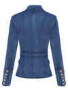 Gold button denim blazer