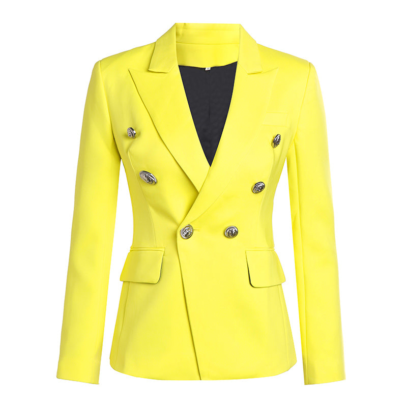 Silver button yellow blazer
